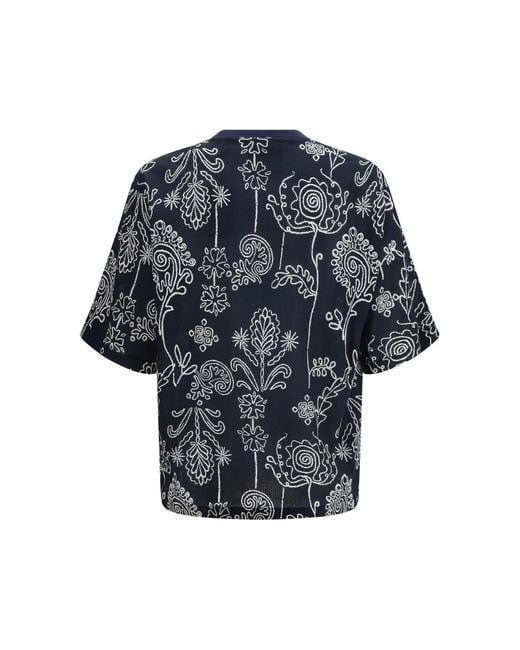 Giorgio Armani Blue Cotton T-Shirt With All Over Pattern for men