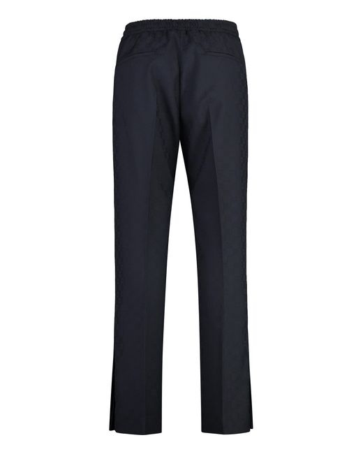 Gucci Blue Jacquard Motif Trousers Cotton for men