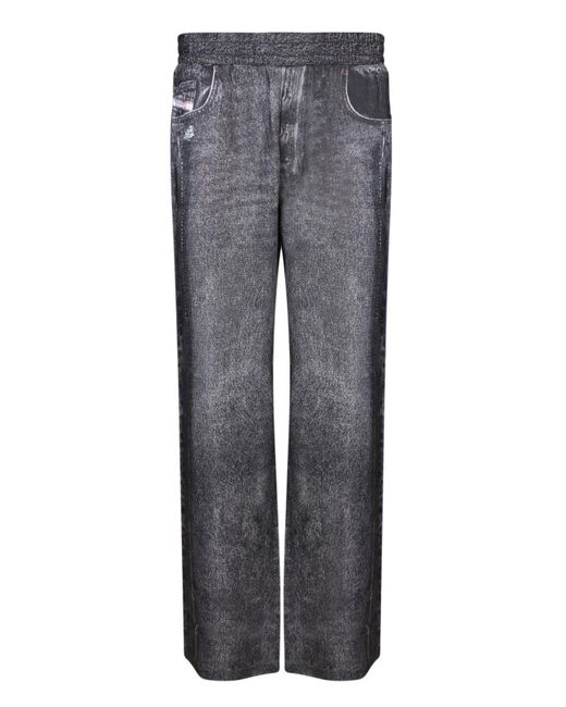DIESEL Gray P-Alston Denim-Printed Straight-Leg Track Pants for men