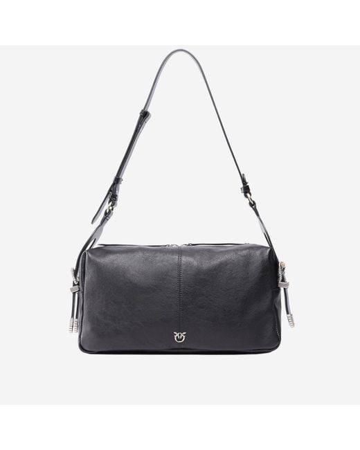 Pinko Gray Shoulder Bag Biker Leather