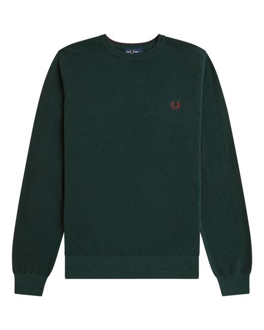 Fred Perry Green Jersey With Logo Cotton Jumpers for men