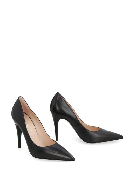 Gucci Brown Logo Detailed Pointed-Toe Pumps