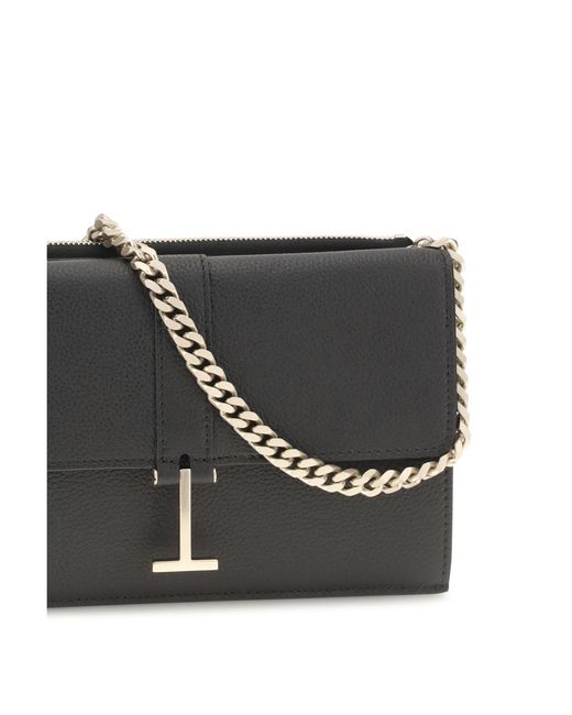 Tom Ford Gray Chain Shoulder Bag Calf Leather Bos Taurus