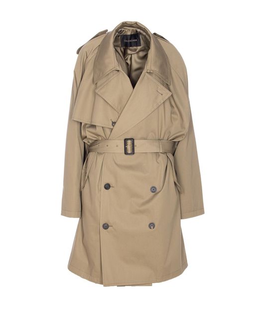 Balenciaga Natural Draped Neck Midi Trench