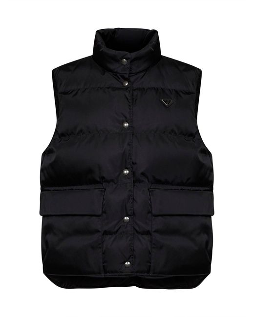 Prada Black Padded Vest Re-Nylon Recycled Polyamide Puffer Jackets