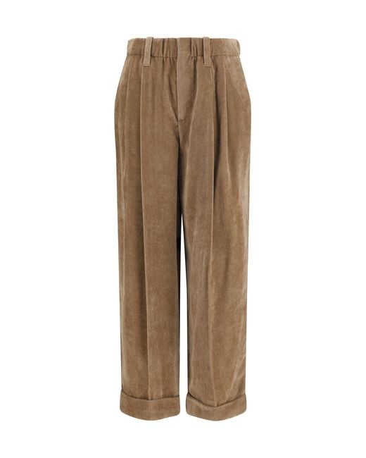 Brunello Cucinelli Natural Elasticated Viscose And Cashmere Pants Viscose; Kashmir/Capra Hircus