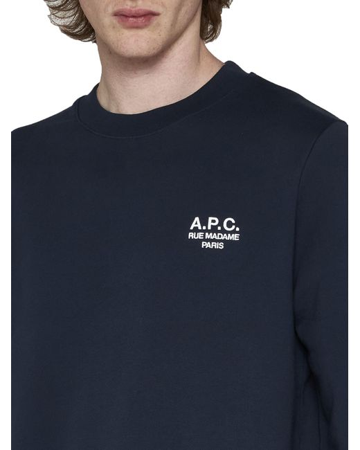 A.P.C. Blue Ryder Logo Cotton Sweatshirt for men