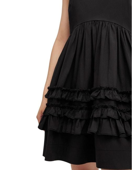 Ganni Black Cotton Mini Dress Organic