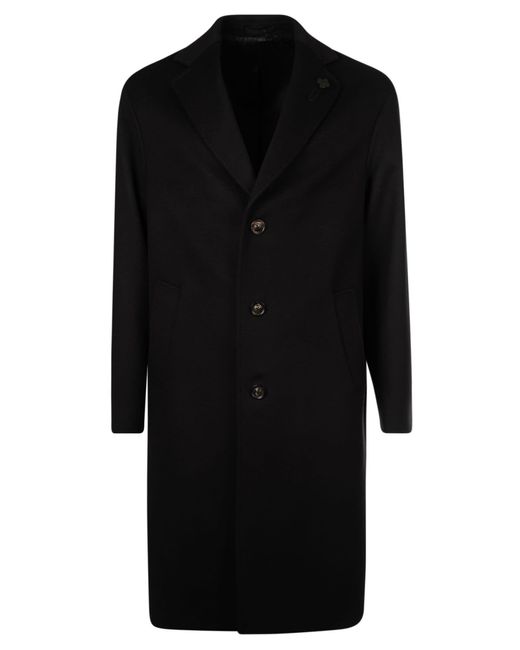 Lardini Buttoned Long Coat in Black for Men | Lyst