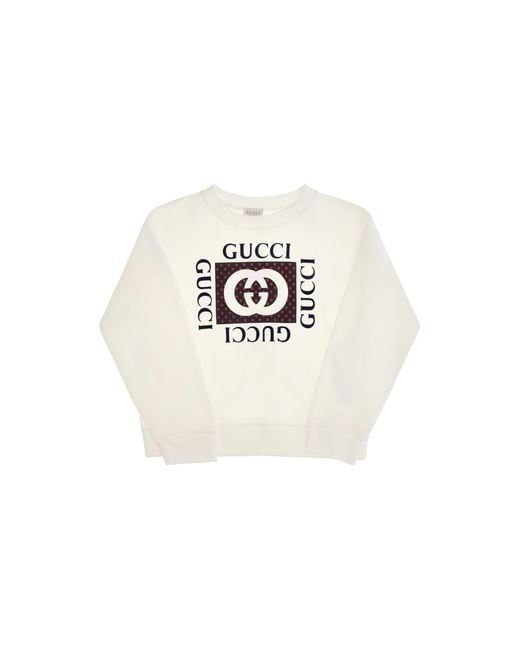 Gucci White Cotton Printed Sweatshirt For Boy Sweatshirts
