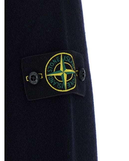 Stone Island Blue Long-Sleeve Wool Polo Shirt T-Shirts for men