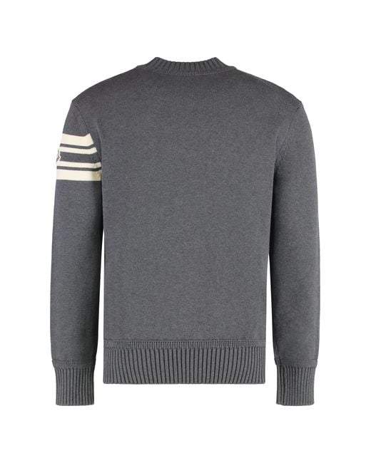 Moncler Gray Cotton Round Neck Sweater Sweatshirts for men
