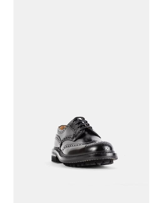 Church's Black Derby Mc Pherson Brogue En Cuir Grainé À Semelle Commando Flat Shoes for men