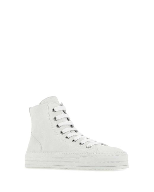 Ann Demeulemeester White Chalk Suede Sneakers