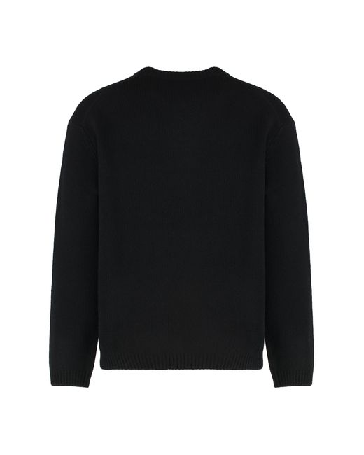 Maison Kitsuné Black Wool Sweater With Round Neck Sweatshirts for men