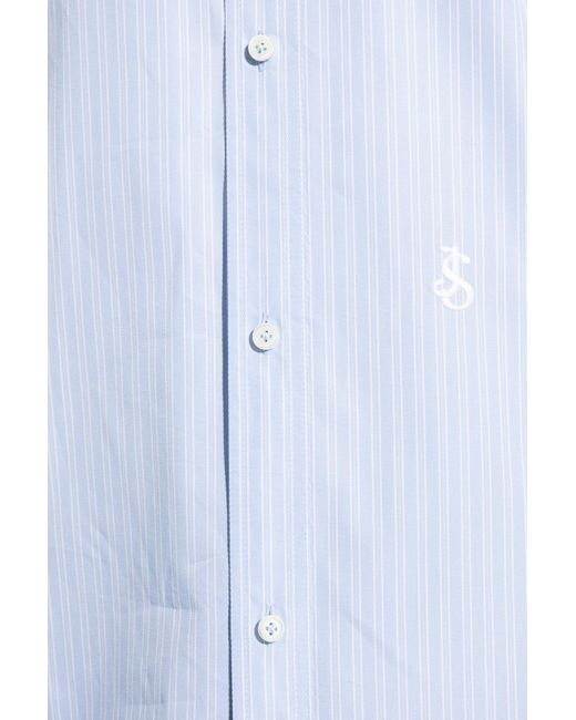 Jil Sander Blue Cotton Shirt With Logo, , Light for men