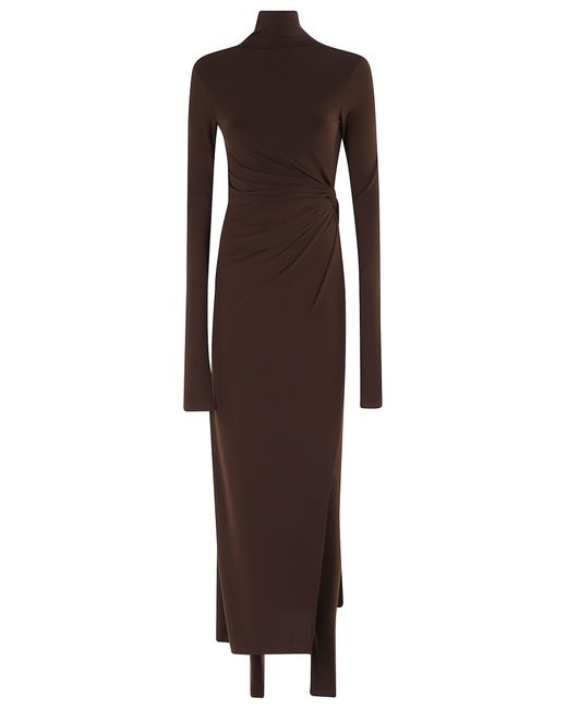 ANDAMANE Brown Tessa Turtleneck Openback Jumpsuit