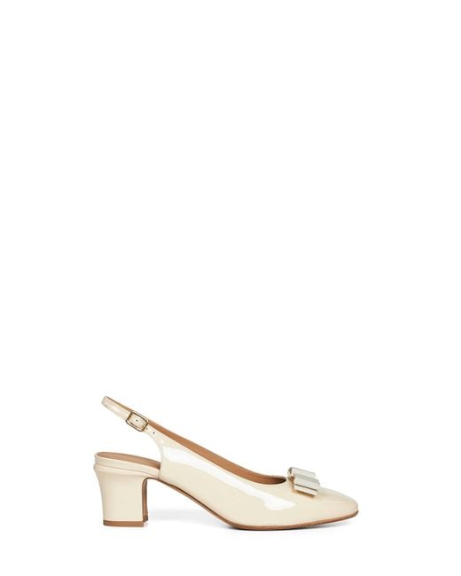 Ferragamo Natural Mascarpone Vara Bow Slingback Pumps