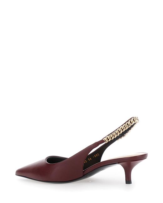 Gucci Brown Ancora Slingback Pumps With Lettering Calf Skin