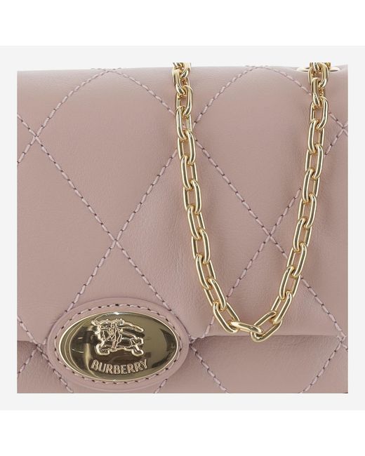 Burberry Pink Leather Strand Clutch Calf Grain Handbags