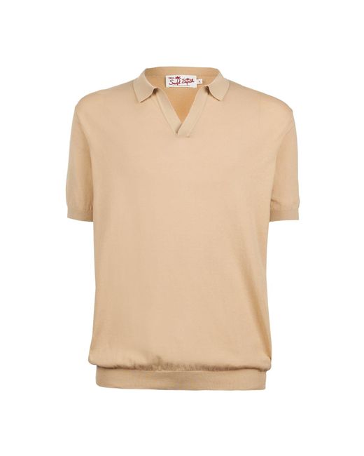 Mc2 Saint Barth Beige Knitted Polo T-shirt in Natural for Men | Lyst