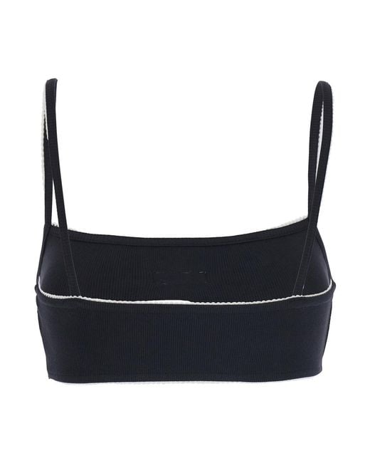 MARINE SERRE Black Bra Top V-Neck Cotton Tops