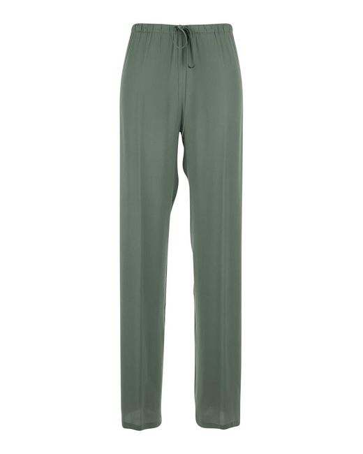 Semicouture Green Pants With Elastic Waist And Drawstring
