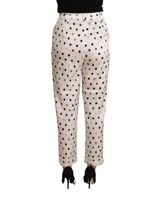 Ermanno Scervino White Chic High Waist Polka Dotted Tapered Pants