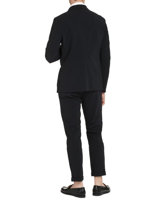 THE (Alphabet) Black Jacket Single-Breasted Two-Button Check Elastane Suit & Dinner for men