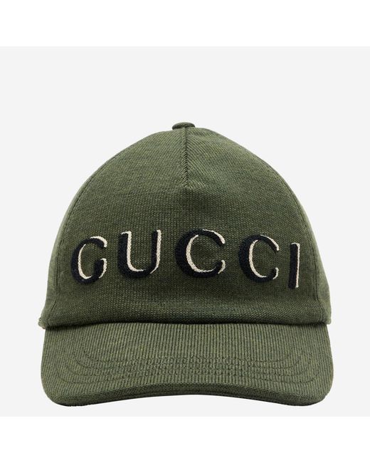 Gucci Green Wool Baseball Cap With Logo Hat for men