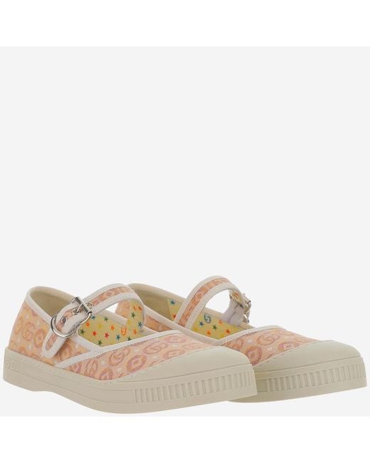 Gucci Natural Sandals With Gg Pattern Cotton