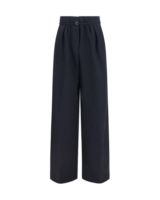 Dries Van Noten Blue Wide-Leg Drawstring Trousers Merino Wool