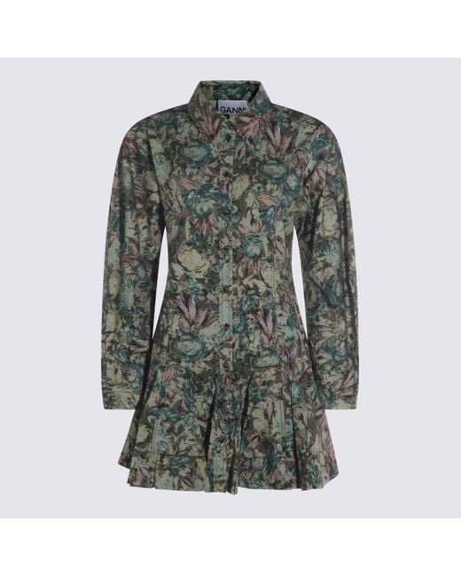 Ganni Green Cotton Dress