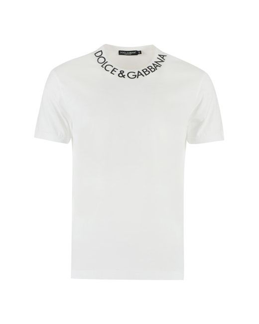 Dolce & Gabbana White Cotton Crew-neck T-shirt for men