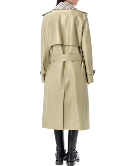 Burberry Natural Long Leather Trench Coat