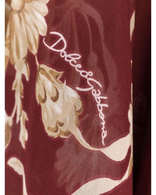 Dolce & Gabbana Brown Chiffon Shirt With Rose Print