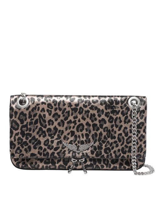 Zadig & Voltaire Black Rock Metal Leopard Crossbody Bag
