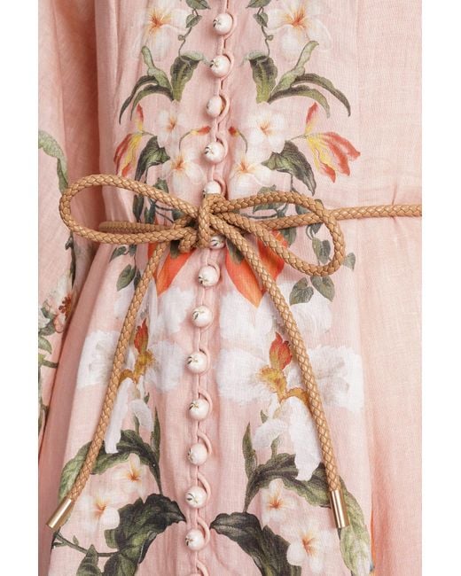 Zimmermann Multicolor Dress In Rose-pink Linen
