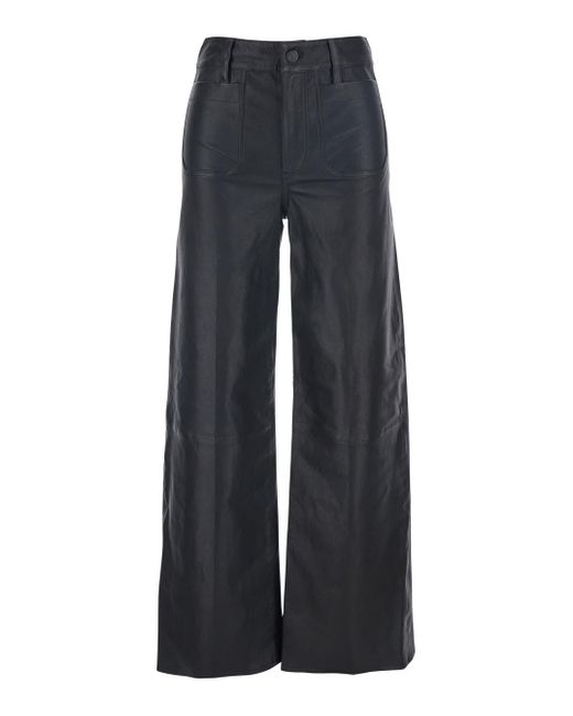 FRAME Blue 'Le Slim Palazzo' Pants With Belt Loops And Wide Leg