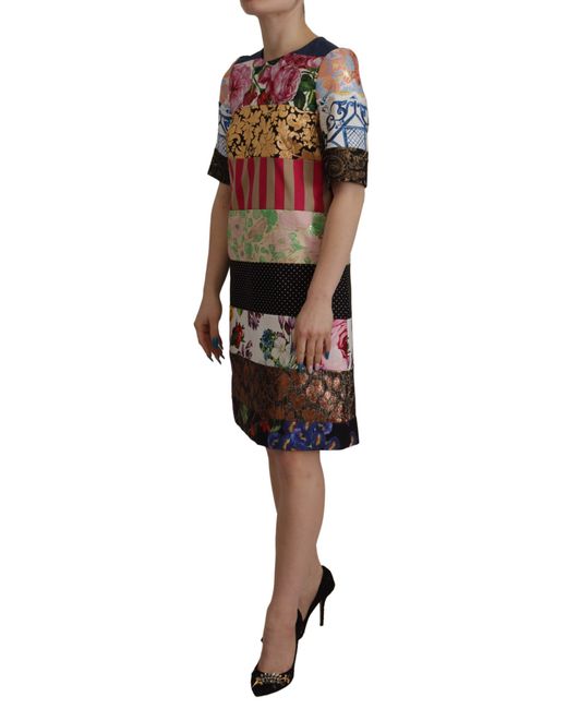 Dolce & Gabbana Black Patchwork Sheath Mini Dress