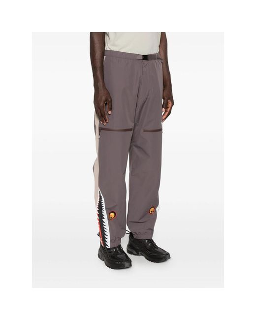 A Bathing Ape Gray Performance Track Pants-Neutrals Polyester for men