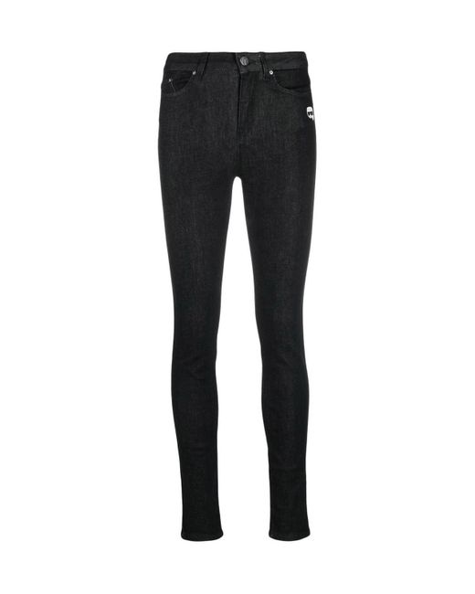 Karl Lagerfeld Iconic Skinny Denim Pants in Black | Lyst
