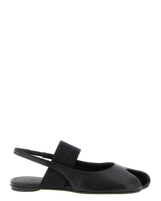 MM6 by Maison Margiela Black Opentoe Tabi Slingback Lamb Leather (Ovis Aries) Sandal