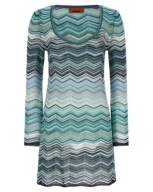 Missoni Green Chevron Lamé Dress