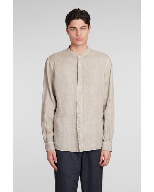 Aspesi Natural Camicia Bruce Shirt In Beige Linen for men