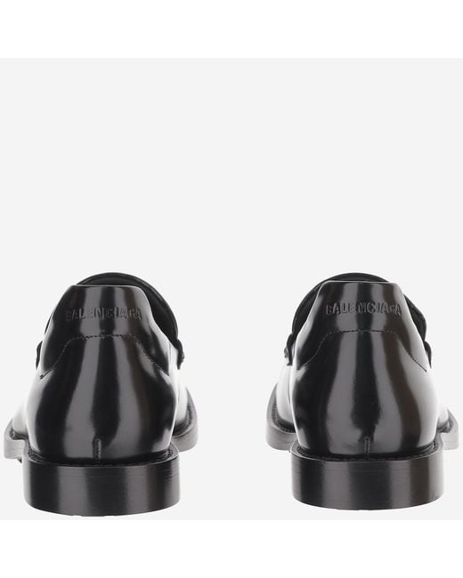 Balenciaga Black Leather Loafer With Logo Calf