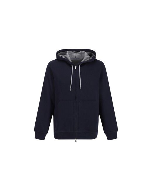 Brunello Cucinelli Blue Cotton Sweatshirt for men