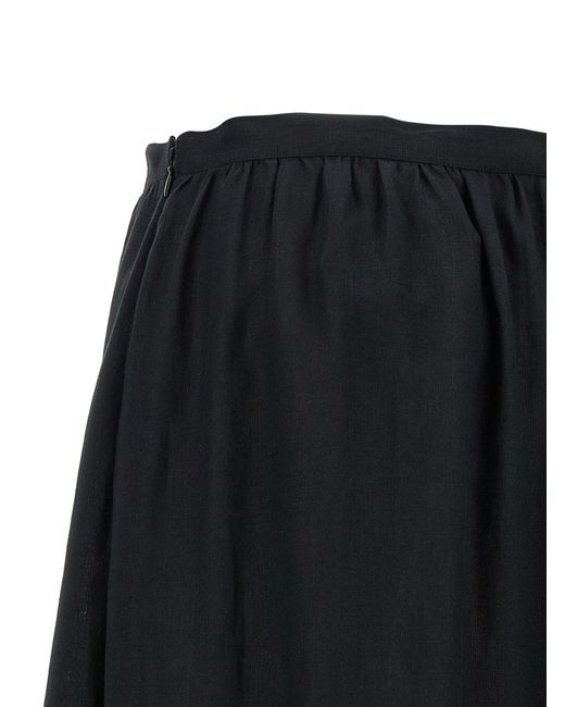 Kiton Black Fringed Skirt
