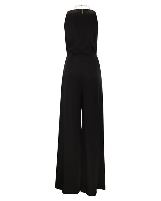 Elisabetta Franchi Black Fluid Crepe Jumpsuit With Bra Accessory