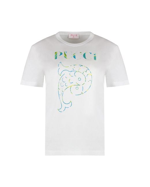 Emilio Pucci White Logo Print T-shirt